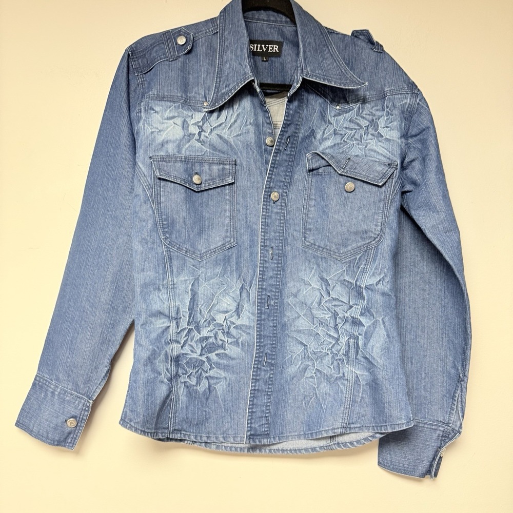 Silver Jean Jacket Women's Size‎ L